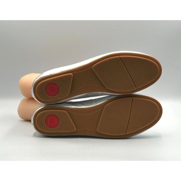 NWOB FitFlop Women's Metallic Silver Leather Allegro Ballet Flats Size 9 3018 - Picture 5 of 16